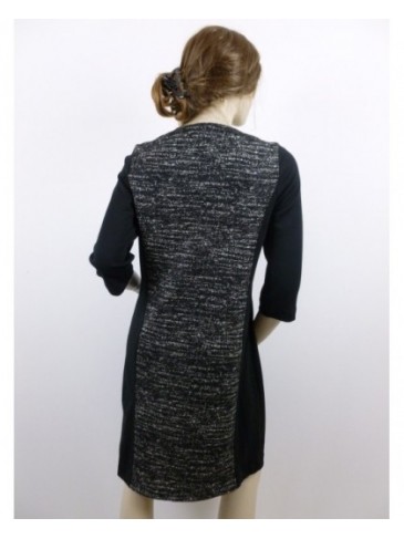 Robe femme Brandex noir imprimé chiné blanc